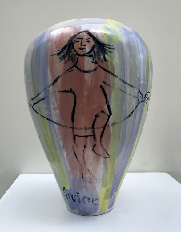WILLIAM IRVINE Girl Skipping Rope, porcelain vase with Mark Bell