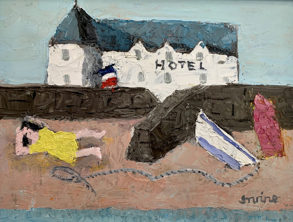 WILLIAM IRVINE The French Hotel, oil on board, 12 x 16 inches