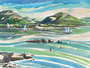 SUSAN AMONS
Acadia Sailing Thoroughfare, Great Cranberry Isles
watercolor, 18 x 24 inches
$1800
