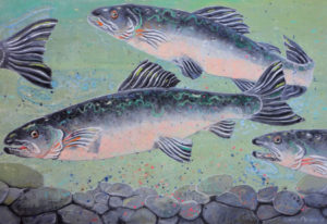 SUSAN AMONS
Salmon Run Green
monoprint with pastel, 18 x 26 inches
$900
