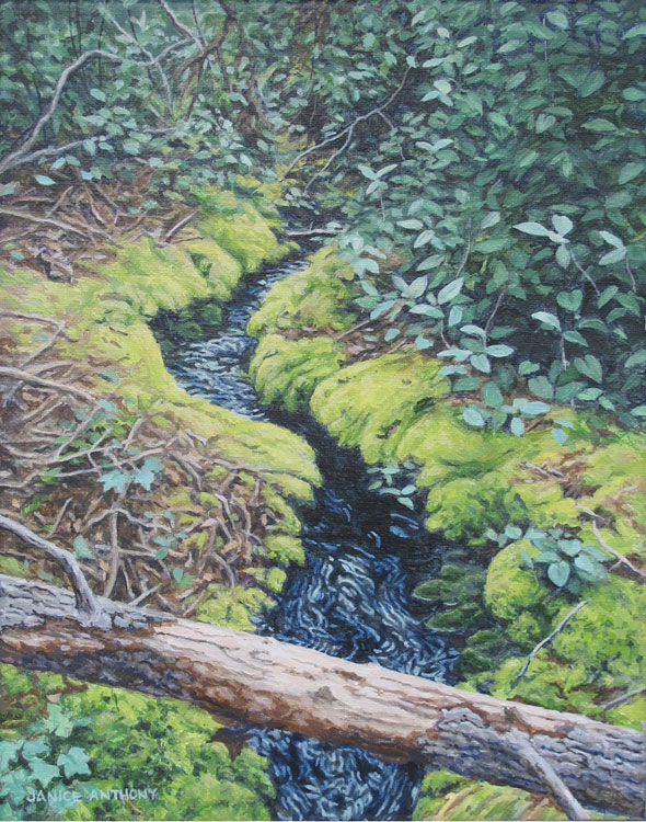 JANICE ANTHONY Secret Stream, oil on linen, 10 x 8 inches