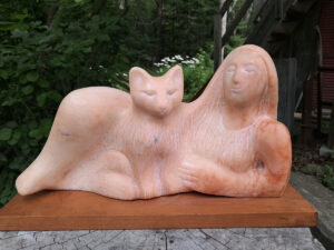 LISE BÉCU
Reclining Woman with Cat
New Mexico Alabaster, 8h x 14 x 5 inches
$3200