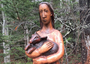 LISE BÉCU
Woman with Lamb
DETAIL
ca. mid-1990's, stained white pine, 67h x 18w x 14d inches
$9800