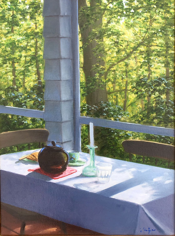 JOSEPH KEIFFER Morning Tea, oil on canvas, 16 x 12 inches