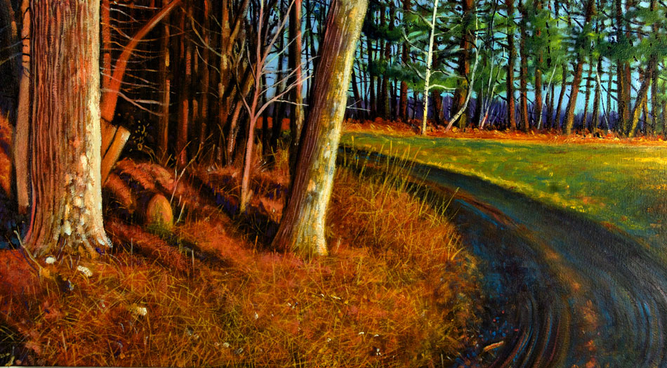 ED NADEAU Autumn Light, oil on canvas, 17.25 x 32 inches
