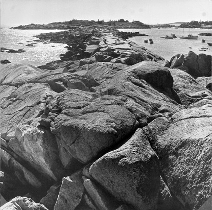 BERENICE ABBOTT Matinicus Island Breakwater, c. 1966, vintage silver gelatin photograph, 10 x 10 inches
