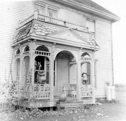 BERENICE ABBOTT Pumpkins on the Porch, c. 1966, vintage silver gelatin photograph, 8 x 8 inches
