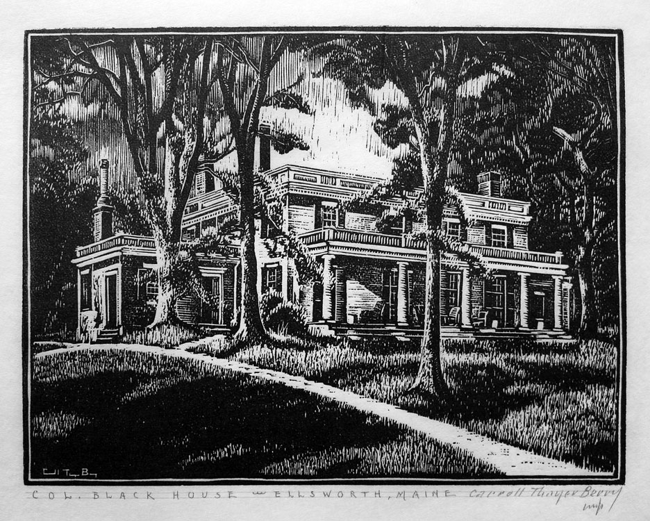 CARROLL THAYER BERRY Colonel Black House #7, woodblock print, 7.5 x 9.5 inches