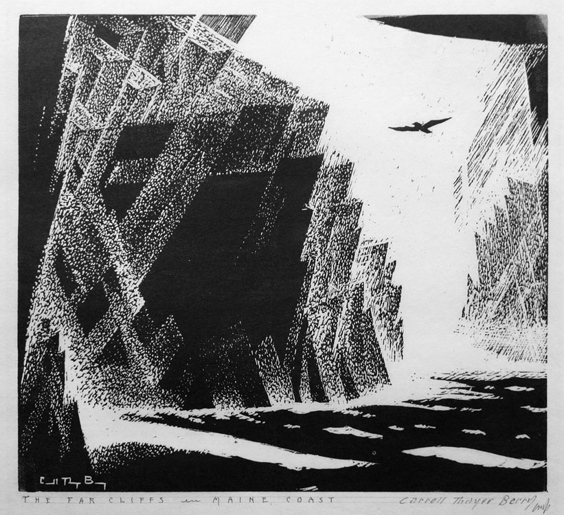 CARROLL THAYER BERRY The Far Cliffs #70, woodblock print, 11 x 12 inches