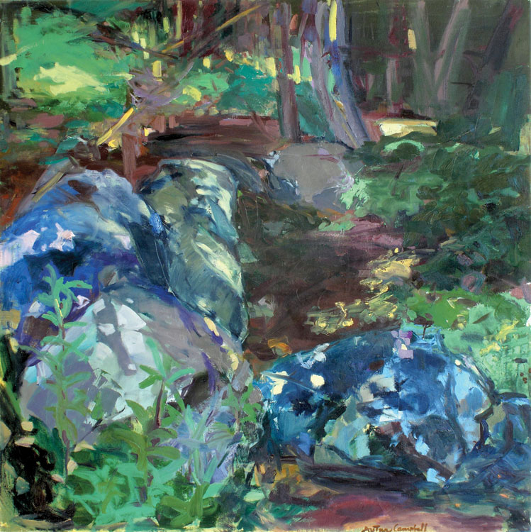 GRETNA CAMPBELL Blue Rocks, 1976, oil on canvas, 50 x 50 inches