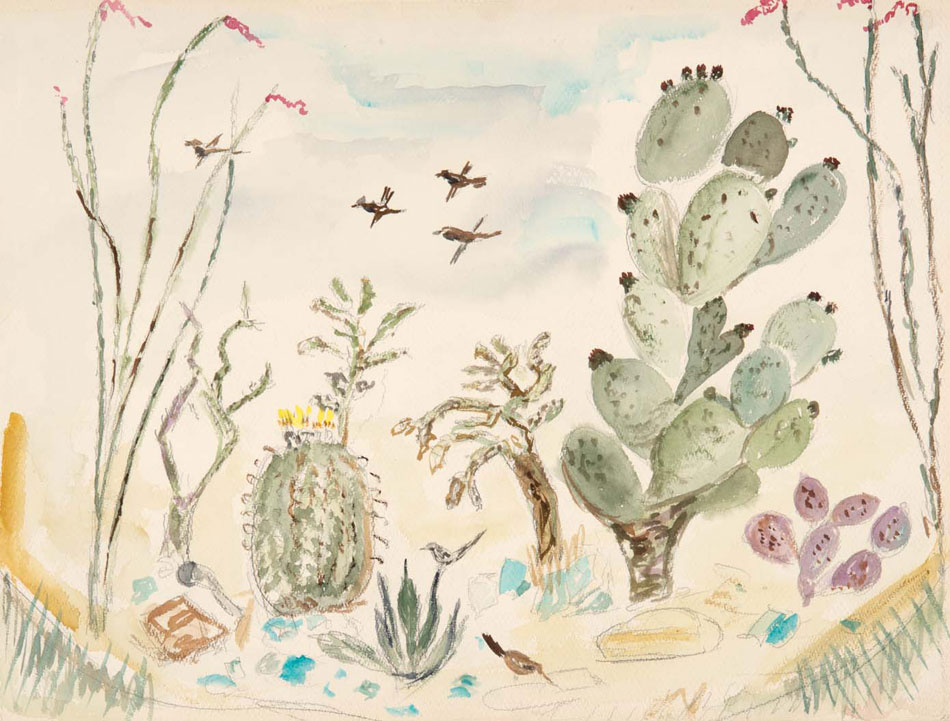 CHENOWETH HALL Lil's Cactus Garden, watercolor, 14 x 19 inches
