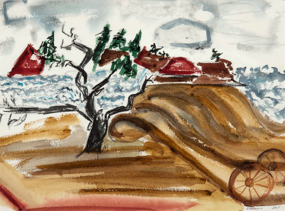 CHENOWETH HALL Plowed Grounds at the Sands watercolor, 15 x 20 inches