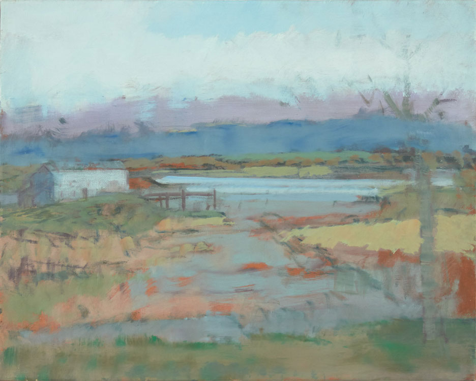 JOHN HELIKER Sketch of a Foggy Inlet, 1981, oil on canvas, 16 x 20 inches