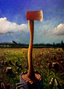 ED NADEAU Big Axe, oil on canvas, 42 x 30 inches