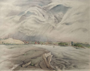CARL NELSON
Across the Missouri River at Sioux City, Iowa
pastel tone and colored pencil, 16 x 20 inches
$1500