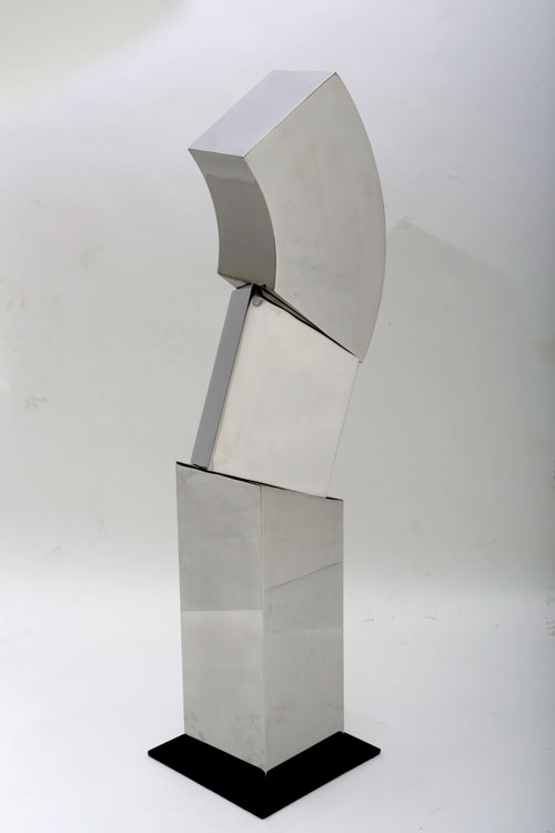 STEPHEN PORTER Cube Column #16, Stainless Steel, 17 x 14 x 12 inches