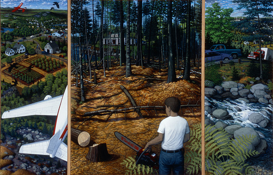 ROBERT SHILLADY The Woodcutter, acrylic on canvas, 48 x 74 inches