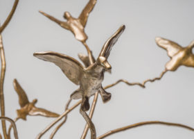 CYNTHIA STROUD Detail for Wings on the Water, unique bronze, 32h x 29 x 24 inches