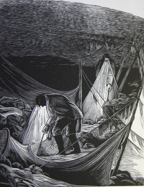 SIRI BECKMAN The Elvers, wood engraving, 6 x 4.75 inches