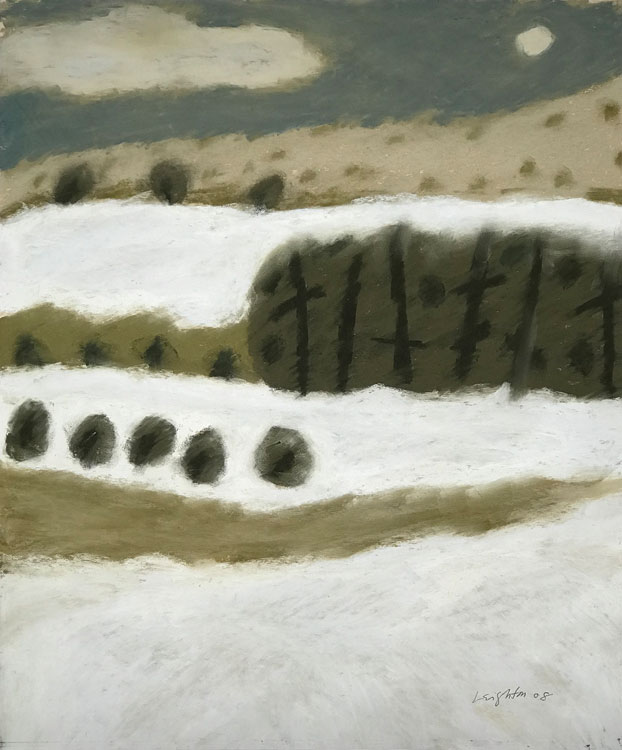 JUDITH LEIGHTON January Landscape, pastel, 23.5 x 19 inches