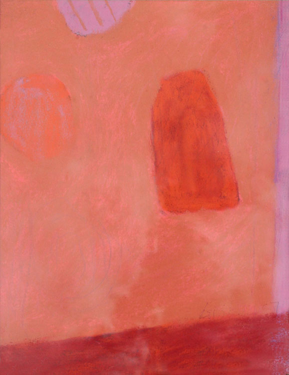 JUDITH LEIGHTON Red on Red, 2007, pastel, 11 x 8.5 inches