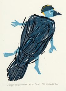 HOLLY MEADE
Angel Undercover as a Crow
woodblock print, 8 x 6 inches
last 2 in edition of 11
$900