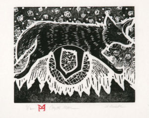 HOLLY MEADE
Coyote Moon
woodblock print, 9 x 10 inches
unnumbered edition of 10
$900