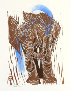 HOLLY MEADE (1956–2013)
Elephant Shower
woodblock print, 9 x 7 inches
$300