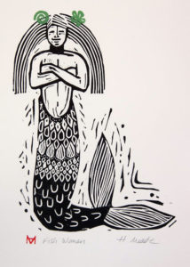 HOLLY MEADE
Fish Woman
woodblock print, 11 x 8 inches
unnumbered edition
$400
