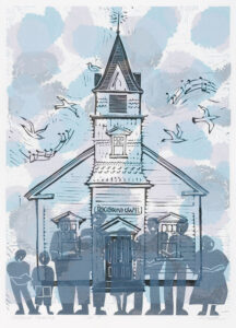 HOLLY MEADE
Rockbound Hymn Sing
woodblock print, 25 x 18 inches
last 2 in edition of 7
$1800