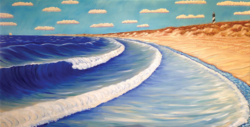 JOHN NEVILLE Cape Hatteras, oil on canvas, 36 x 72 inches