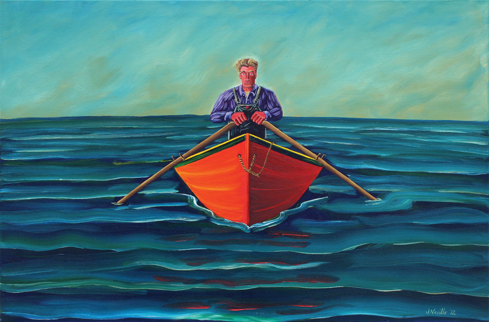 JOHN NEVILLE Rower Standing Up, oil on canvas, 24 x 36 inches