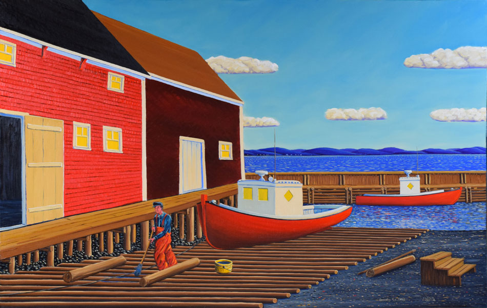 JOHN NEVILLE Greasing the Skids, East Ironbound, oil on canvas, 38 x 60 inches
