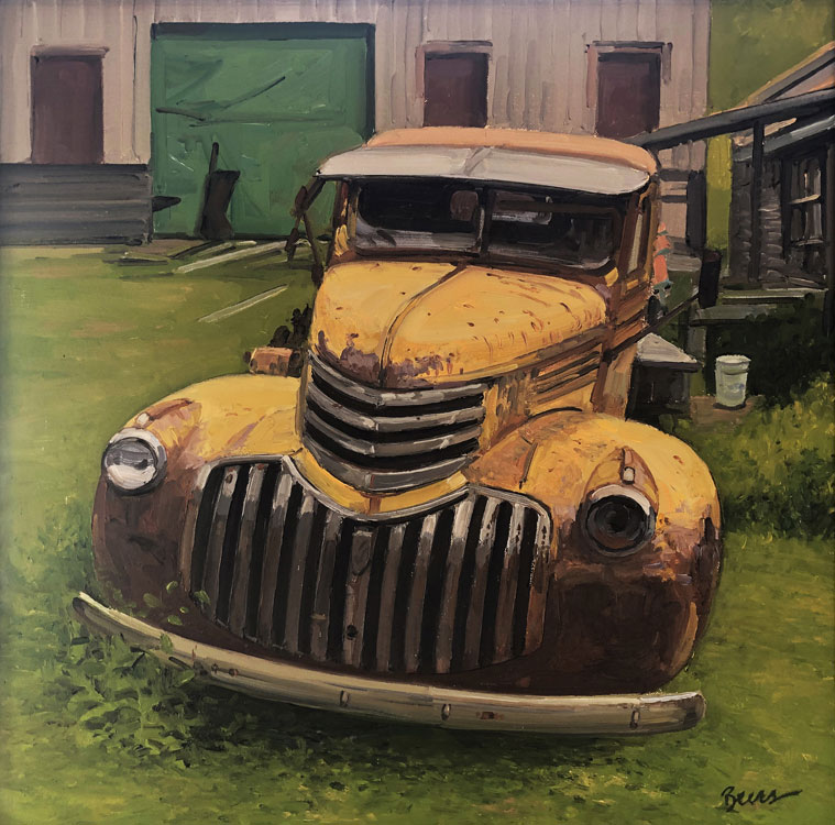 KEVIN BEERS Cape Porpoise Truck, oil on canvas, 20 x 20