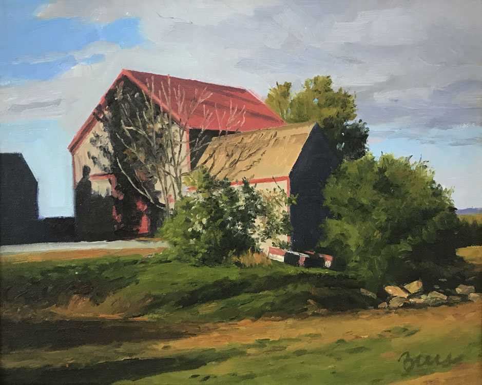 KEVIN BEERS Red Roof, oil on canvas, 11 x 14