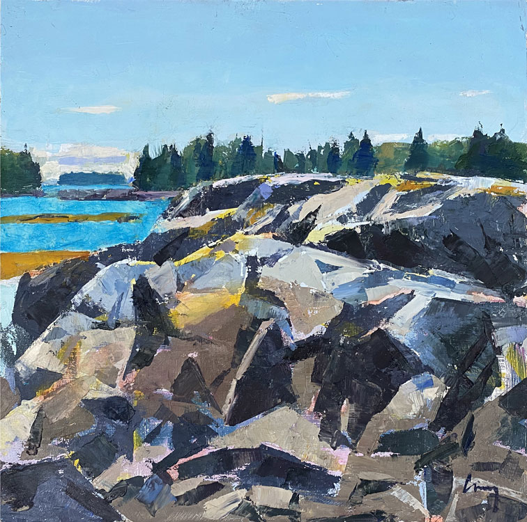 TOM CURRY Sheepshead Island oil on panel, 12 x 12 inches