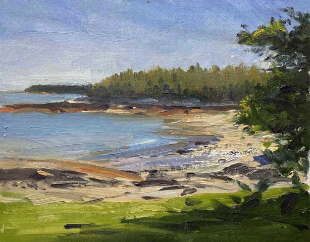 KEVIN BEERS Birch Point oil on board, 9 x 11.5 inches