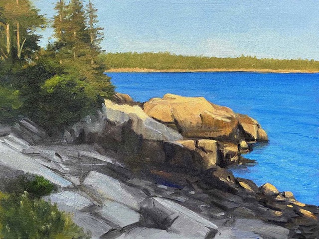 KEVIN BEERS Schoodic Ledge oil on board, 18 x 24 inches