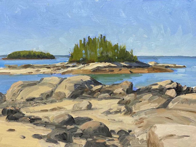 KEVIN BEERS Stonington Beach oil on board, 12 x 16 inches