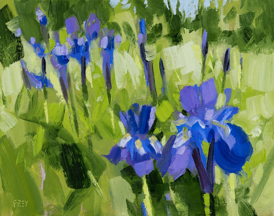 PHILIP FREY Blue Iris oil on canvas, 8 x 10 inches