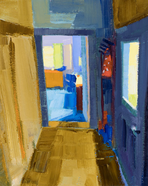 PHILIP FREY View of a Room oil on canvas, 10 x 8 inches