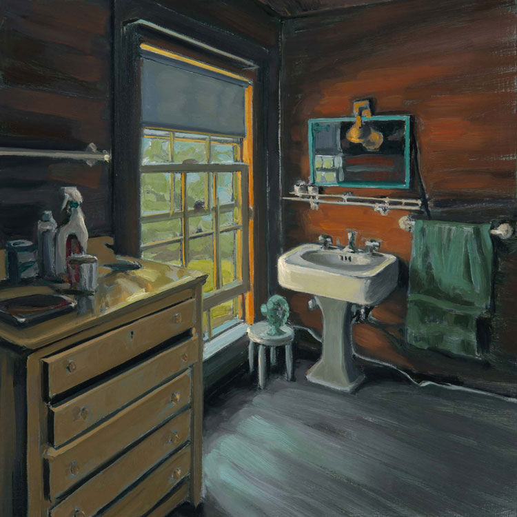 ALISON RECTOR Summer Shave oil on panel, 10 x 10 inches