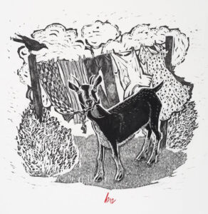 HOLLY MEADE
Goat
woodblock print, 19 x 18 inches
last 3 in edition of 20
$1000