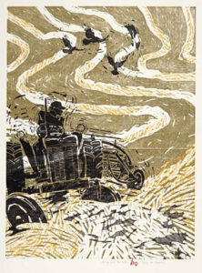 HOLLY MEADE
Raking With the Allis
woodblock print, 36 x 21 inches
last in edition of 14
$2400