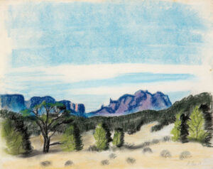 EMILY MUIR
New Mex. ’68
signed lower right, 1968
pastel on paper, 16 x 19 inches
$650
