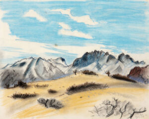 EMILY MUIR
Organ Mountains, New Mexico
signed lower right, 1968
pastel on paper, 11 x 14 inches
$500