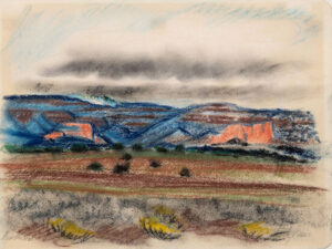 EMILY MUIR
Red Cliffs, New Mexico
signed lower right
pastel on paper, 9 x 11 inches
$650
