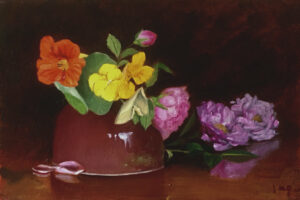 JOSEPH KEIFFER
Roses, Pansies, Chinese Brush Pot
oil on panel, 8 x 12 inches
$1200