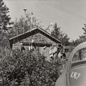 BERENICE ABBOTT
VW Bug and Bird Houses
vintage silver gelatin photograph, 8 x 8 inches
$950