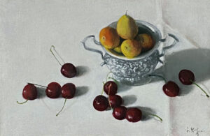 JOSEPH KEIFFER
Cherries and Plums in a Silver Urn
oil on canvas, 8 x 12 inches
$1200